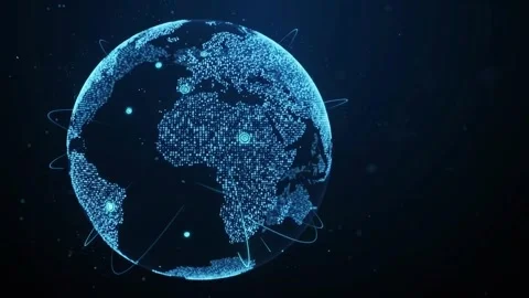 Digital Earth globe with glowing data connection lines and network nodes 스톡 동영상 346970978
