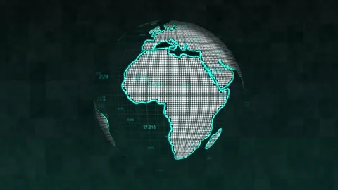 Digital earth globe with glowing grid and flowing data overlays animation b.. Stock Footage 337366023