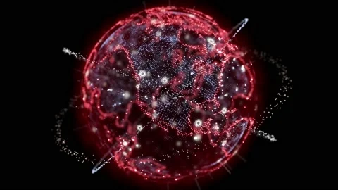 Digital Earth Globe Hologram Rotating Animation Stock Footage