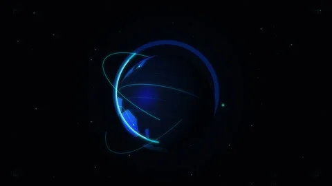 Digital earth globe loop with glowing data streams and technology network Stock Footage 347941475