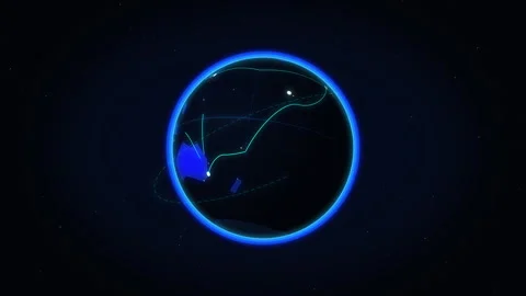 Digital earth globe loop with technology network, glowing data stream Stock Footage 347941583