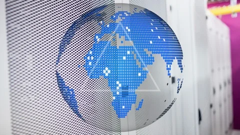 Digital earth globe rotating against a ... | Stock Video | Pond5