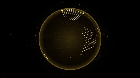 Digital earth globe rotating with glowing dots mapping continents against d.. Stock Footage 345041225