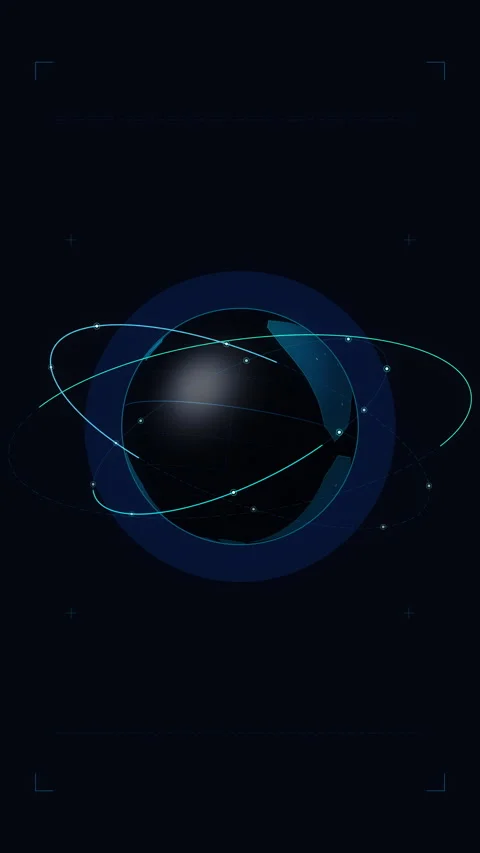 Digital earth globe rotating with satellite orbit data networks and sci fi Stock Footage 347559671