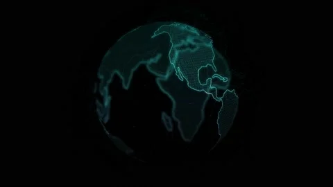 Digital Earth Globe Rotation 4K Looped Stock Footage 213054869