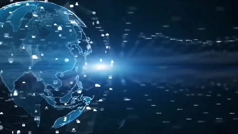 Digital Earth Globe Rotation with Global Network Connections Vídeo Stock 320207486