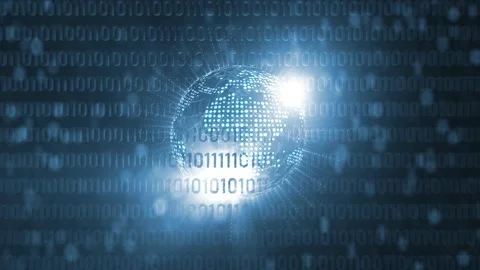 Digital earth globe with shining binary world animation Stock Footage 224844523