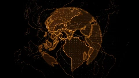 Digital earth globe spinning. Animated futuristic earth rotation tech background Stock Footage 244599091