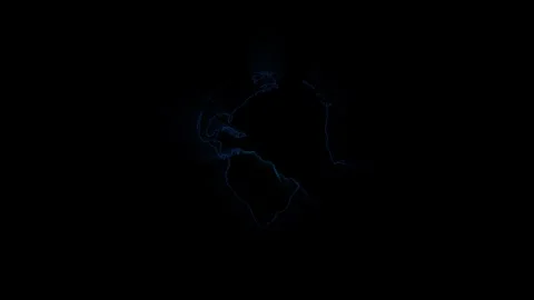 Digital Earth globe spinning with glowing blue on a black background Stock Footage 323110048