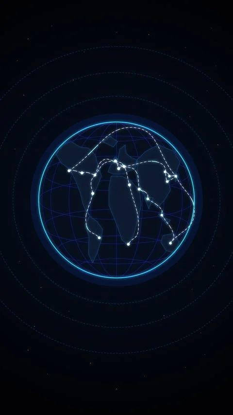 Digital earth globe tech loop animation connecting world network data Stock Footage 346865754