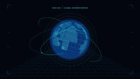 Digital earth globe, tech world, network connection, cyber map Stock Footage 347941412
