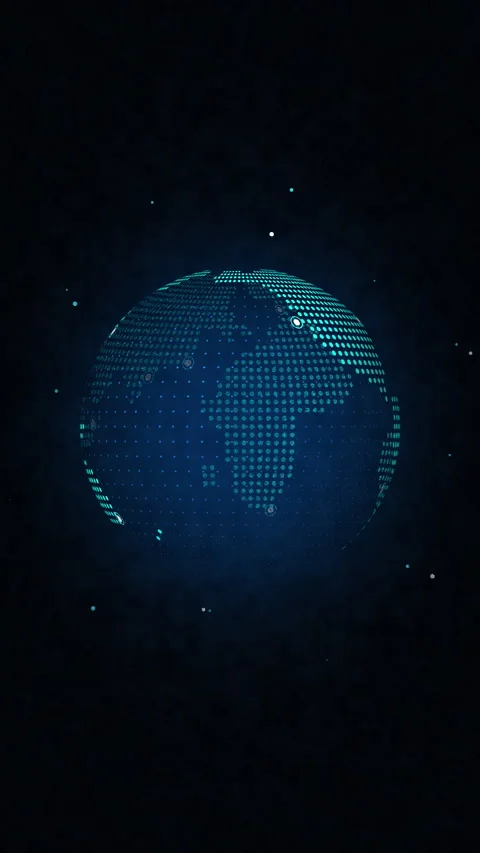 Digital earth globe technology network loop connection innovation data Stock Footage 347560245