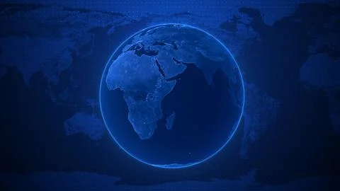 Digital Earth Globe with World Map Background, Blue Global Technology Netwo.. イラスト素材