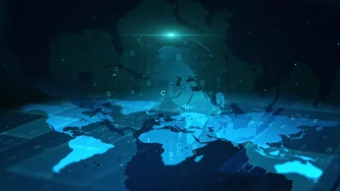 Digital Earth with Glowing Blue Global Connections and Data Streams Stock Footage 339052011
