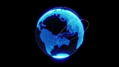 Digital Earth Hologram with Global Data Connections Futuristic Network Animation Stock Footage 325653248