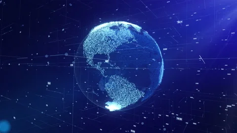 Digital earth hologram rotating 3d animation Stock Footage 195007448
