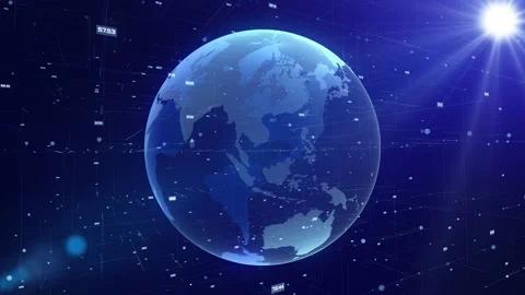 Digital earth hologram rotating 3d animation Stock Footage 195089002