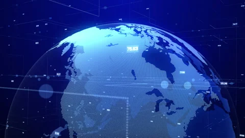 Digital earth hologram rotating 3d animation Stock Footage 218394752