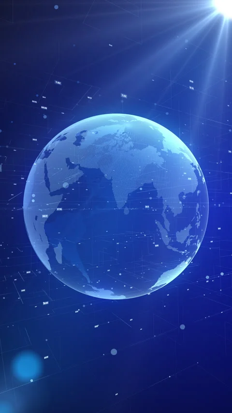 Digital earth hologram rotating 3d animation Stock Footage 233459631