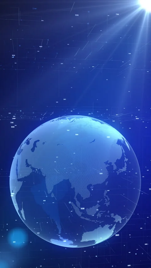 Digital earth hologram rotating 3d animation Stock Footage 233459772