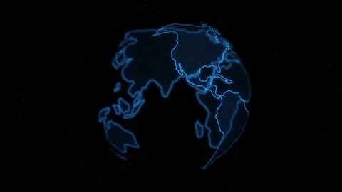 Digital Earth HUD Rotating, Globe Rotating Stock Footage 163641117