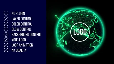 Digital earth logo After Effects stock