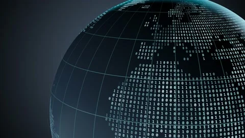 Digital earth made of binary numbers. Information in universe and holographic pr Stock Footage 200396238