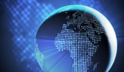 Digital Earth made of binary ones and zeros. Information and technology conce 库存照片