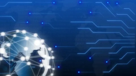 Digital earth network with glowing lines and binary code. Global digital ea.. Stock Footage 338348428