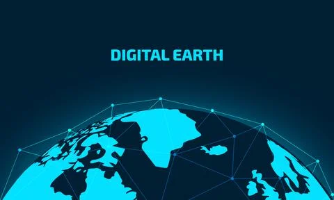 Digital earth with network mesh technology background Stock-Illustration