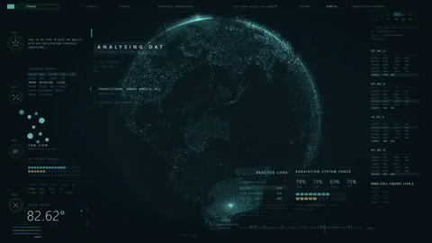 Digital Earth Particle Globe HUD Interface Background Stock Footage 341677309