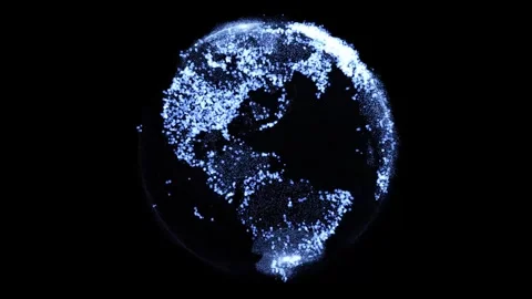 Digital earth particles rotating in space animation Vidéo 336297802