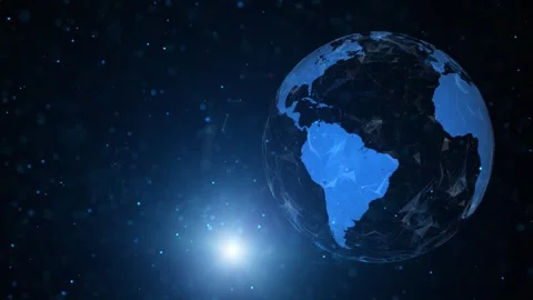 Digital earth planet with flickering light cyberspace loop animation Stock Footage 345063871