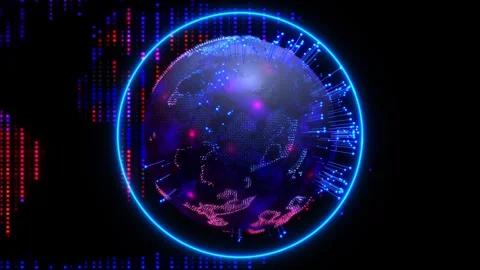 Digital Earth Pulse Global Network Visualization Loop Video stock 314377681