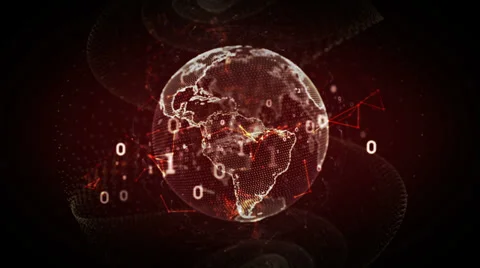 Digital Earth Red Stock Footage 38897496