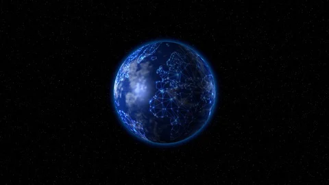 Digital Earth rotates in space Stock Footage 128227131