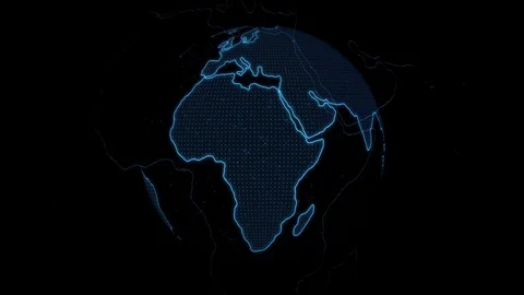 Digital Earth Rotating - Animation Abstract Scientific Technology. 3D Earth Stock Footage 127002873