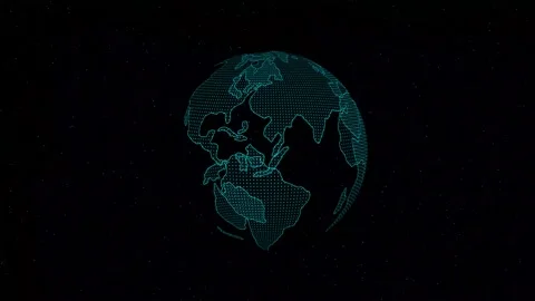 Digital earth rotating. Earth globe rotating with particle motion background. Stock Footage 168165318