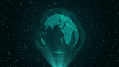 Digital Earth Rotating Global Network Connection Technology Background Stock Footage 338377826