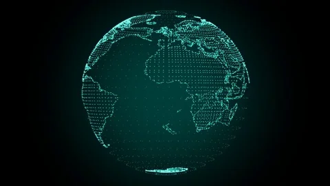 Digital Earth Rotating Green Stock Footage 85103482
