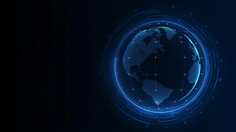Digital earth rotating modern background, Global network connection technology 스톡 동영상 334652620