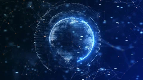 Digital earth rotating modern background, Global network connection technology Stock Footage 334652691
