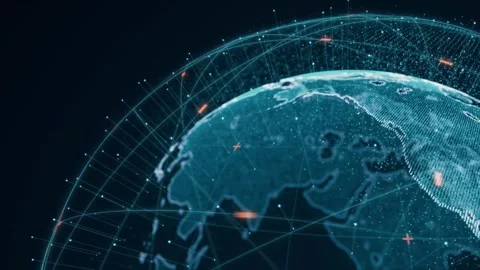 Digital earth rotating modern background, Global network connection technology 库存影片 334652845