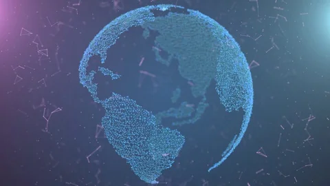 Digital Earth rotating with particles and plexus structure Stock Footage 128308219