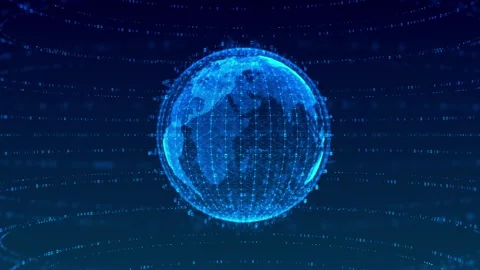 Digital earth rotating social future technology abstract business 3d animation Stock Footage 314192602
