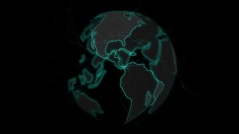 Digital earth rotating,Concept 3d animation social future technology. Stock Footage 274569469