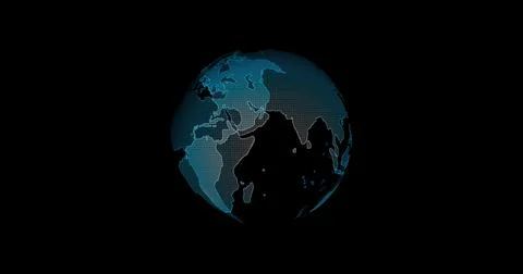 Digital earth rotating,Concept 3d animation social future technology abstract Illustrazione stock