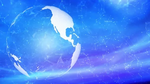Digital earth sphere in abstract cyberspace network Stock Footage 334082428