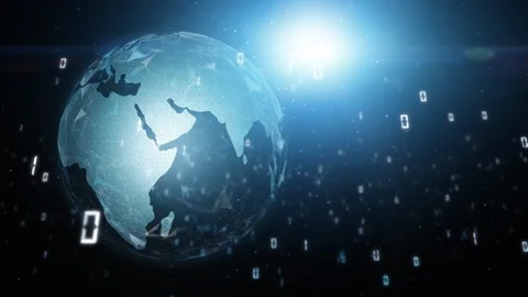 Digital earth sphere with binary code animation Stock Footage 340586078
