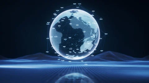 Digital earth sphere with blue technolog... | Stock Video | Pond5